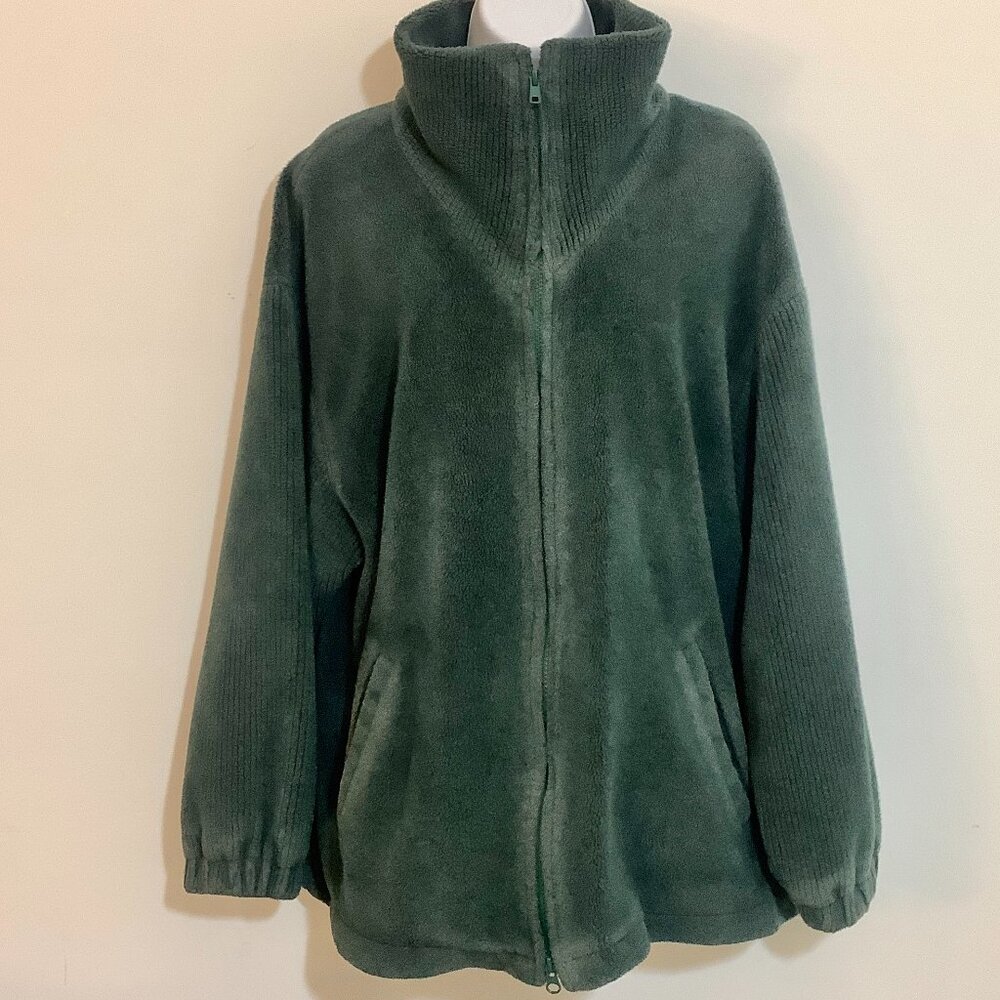 Forecaster Sport Jacket Medium Petite Fleece  Green Full Zip
